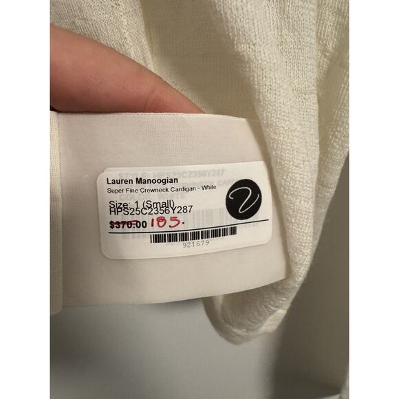 Lauren Manoogian Womens Super Fine Crewneck Cardigan White Small NWT MSRP:$370 - Picture 8 of 8